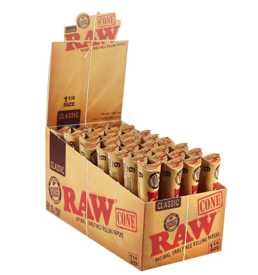 Raw Natural Unrefined Pre-rolled Cones 1 1/4" Raw Natural Unrefined Pre-rolled Cones 1 1/4"