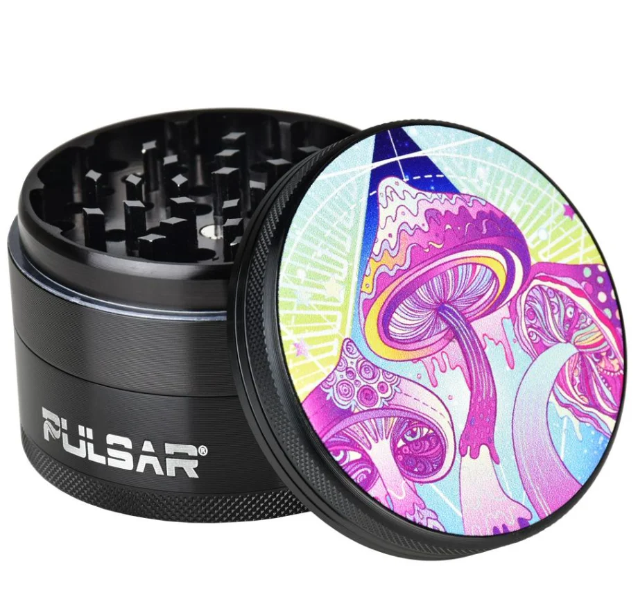Pulsar 2.5" Melting Shrooms Metal 4-piece Grinder