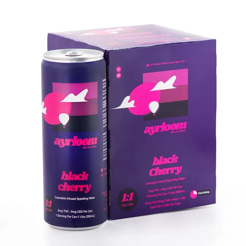 Ayrloom - Black Cherry Sparkling Water 1:1 (Thc:cbd) - Single Can