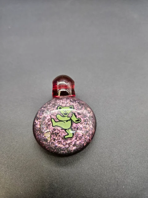 Berzerker Glass - Pink Dichro Dancing Bear Pendant   166