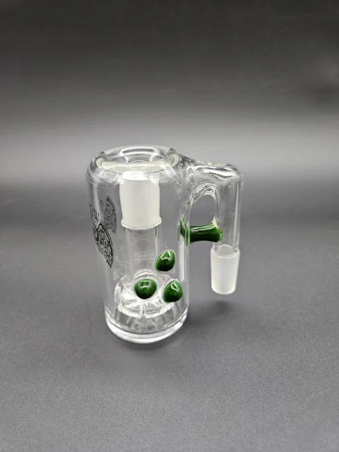 Prism Glassworks - 14mm 90 Degree Ash Catcher W/ Green Accents