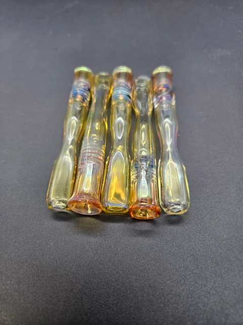 Key Glass - Fumed Chillum - Medium W/ Flat Mouthpiece 13-GLD 13-SVR