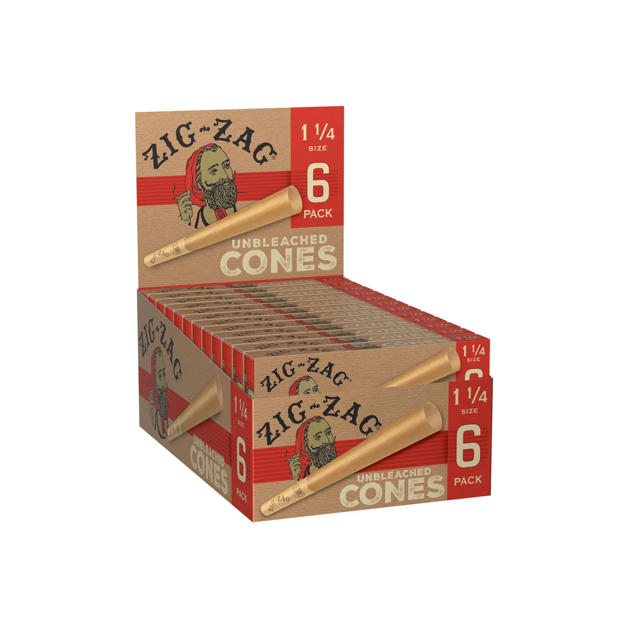 Zig-zag - Unbleached Cones 1 1/4 Size - 6pk