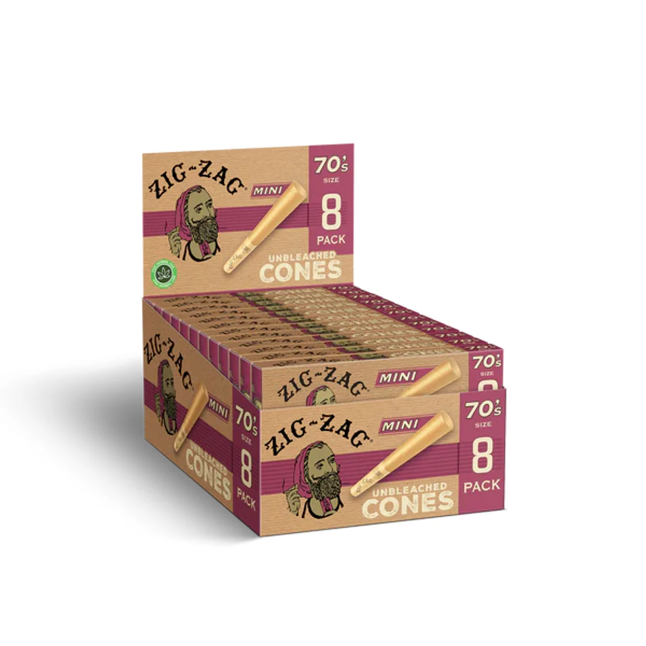 Zig-zag - Unbleached Cones - Mini 70's Size 8 Pack