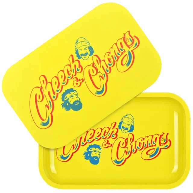 Pulsar - Cheech & Chong's X Pulsar Metal Rolling Tray W/ Lid 11x7 - Yellow Logo