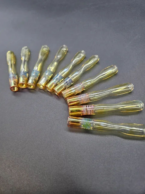 Key Glass - Gold Fumed Chillum  - Small W/ Flat Mouthpiece 11-gld