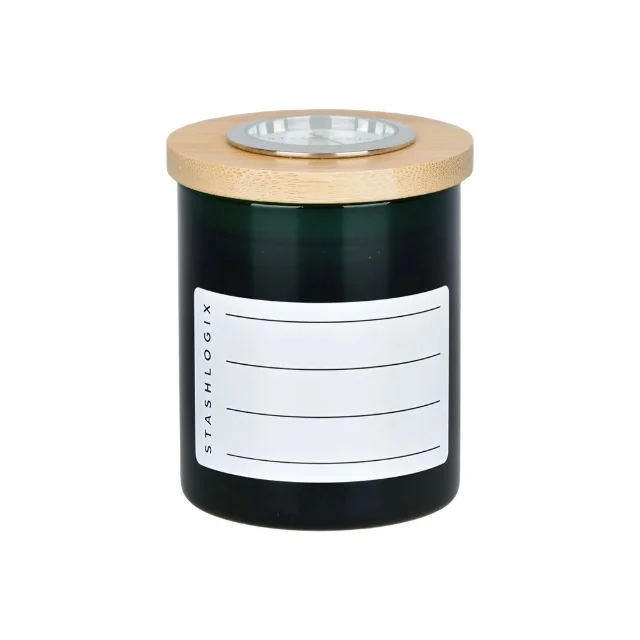 Stashlogix - Bamboo Lid Uv Smart Jar W/ Analogue Humidity Sensor