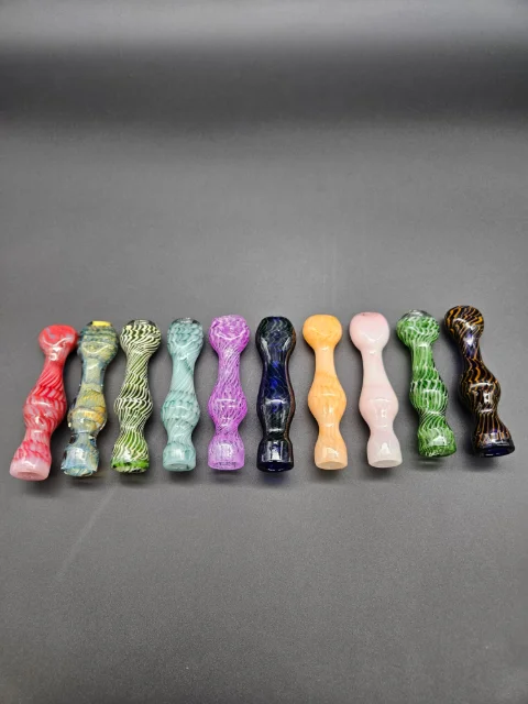 Key Glass - Large Color Chillum W/ Flat Mouthpiece