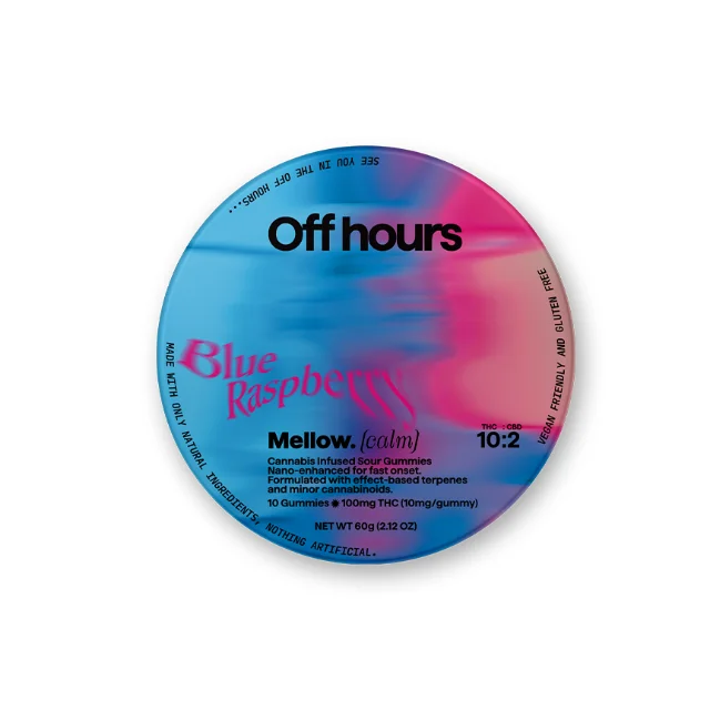 Off Hours - Mellow Blue Raspberry "Calm" Gummies (10:2 Thc:cbd) 10ct 100mg