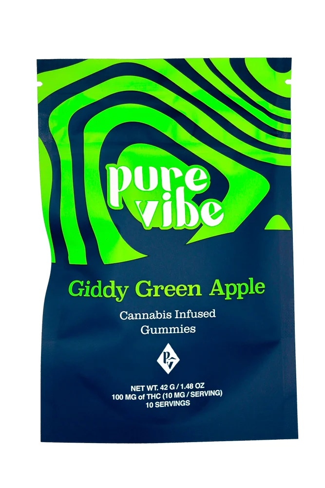 Pure Vibe - Giddy Green Apple Rosin Gummies 100mg - 10ct