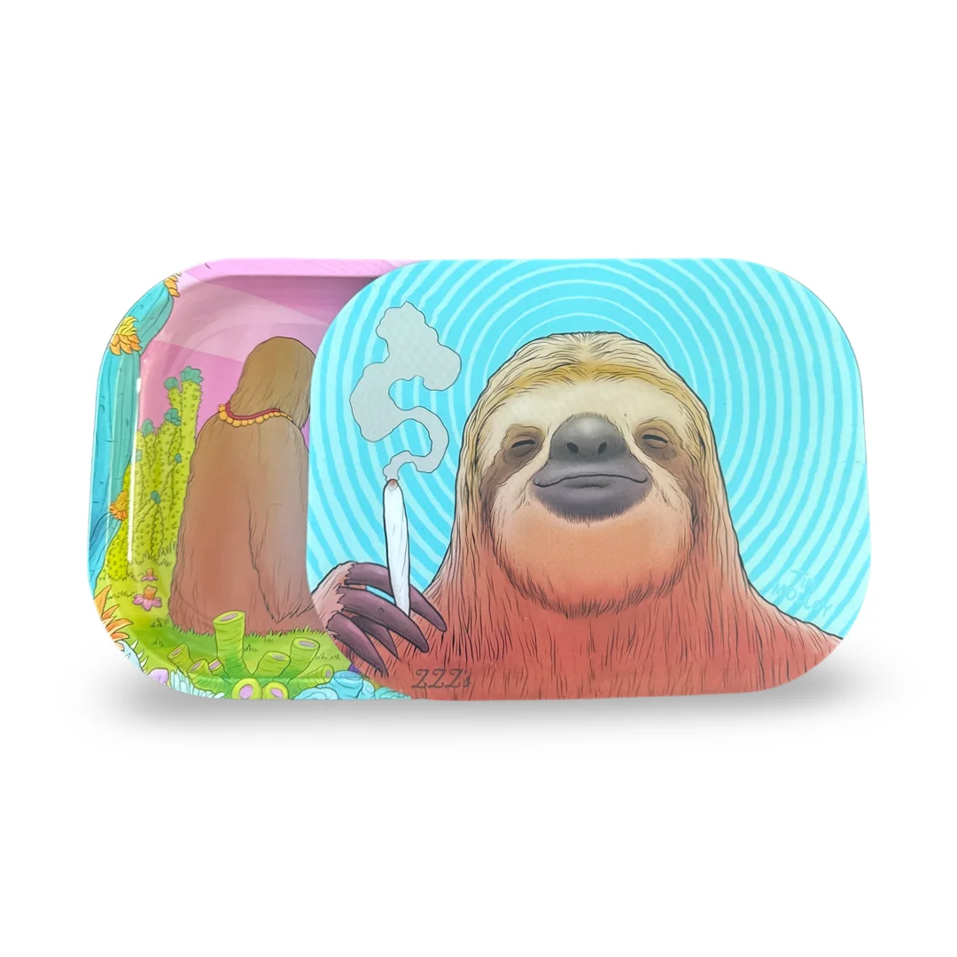 ZZZ's Rolling Paper Co - "Stoner Sloth" Rolling Tray with Magnetic Cover by Tim Molloy