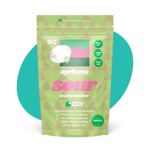 Ayrloom - Up Sour Watermelon Gummies  - 100mg 10ct 1:1:1 (Thc:cbd:cbg)