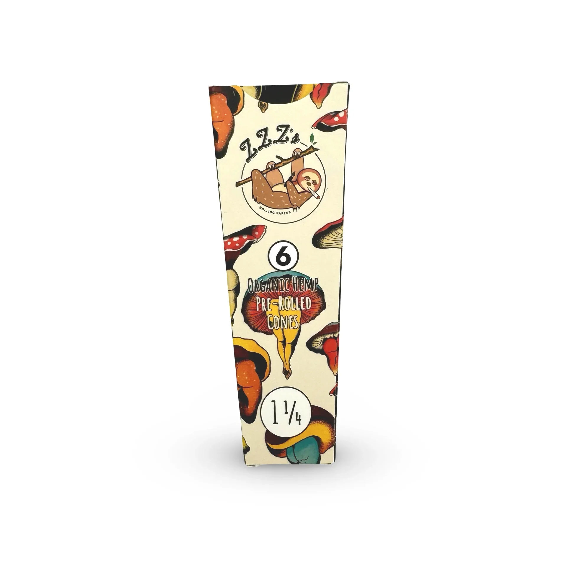 Zzz's Rolling Paper Co - 1 1/4 6pk Cones - "Shroom Booties" By Ceci Granata