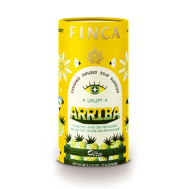 Ny Finca - "Arriba" Piña Uplift Gummies - 1:2 Thc:cbg 10mg Thc:5mg Cbg 10ct (100mg)