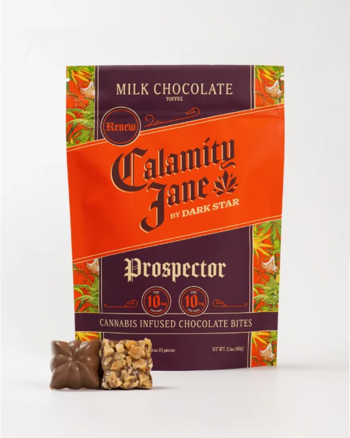 Dark Star - Calamity Jane "Prospector" Milk Chocolate Toffee Crunch - 2:1 Thc:cbg (10mg Thc : 5mg Cbg) 10ct
