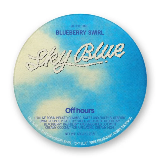 Off Hours - Blueberry Swirl "Sky Blue" Live Rosin Gummies - 10ct 100mg