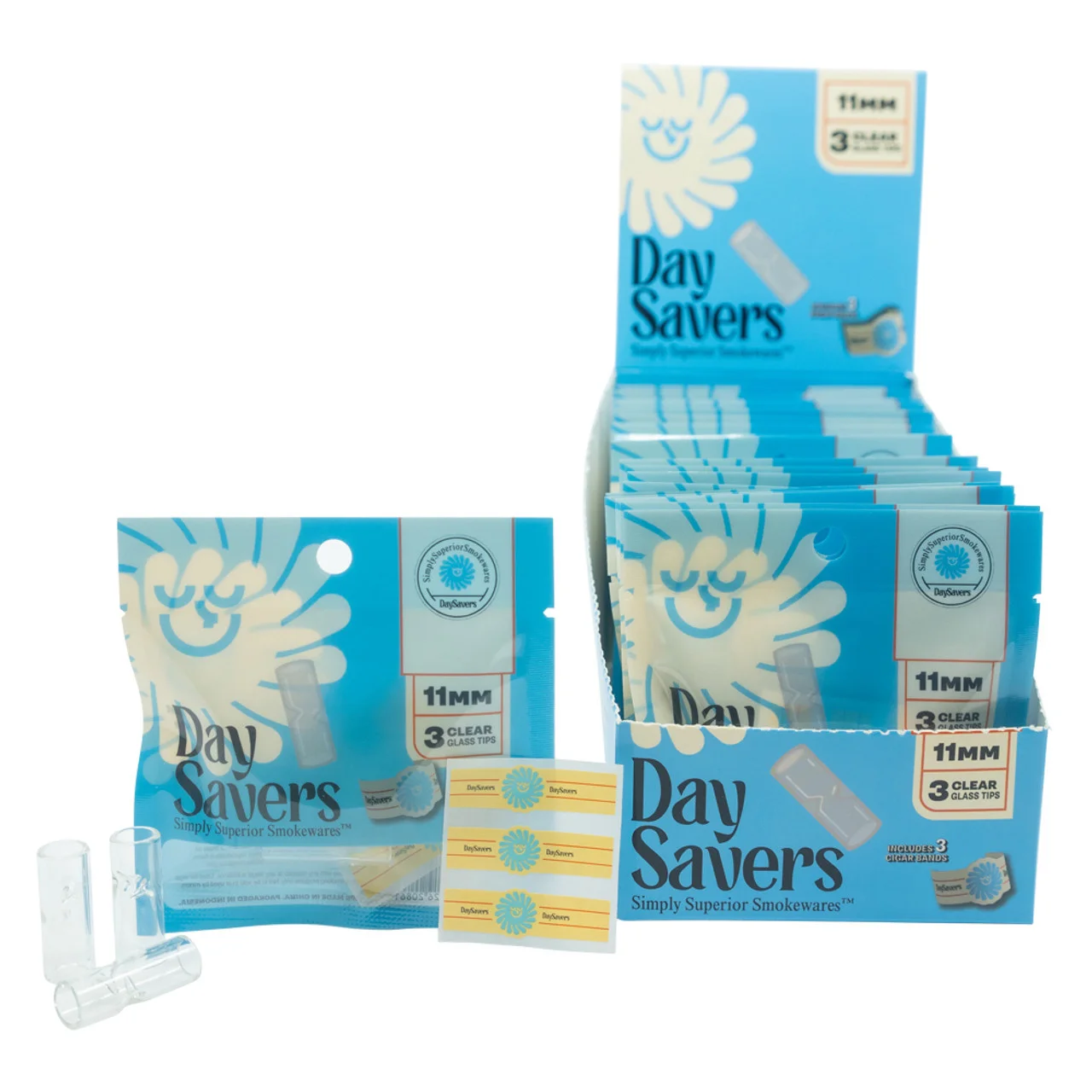 Daysavers - 20pk 11mm Glass Filter Tips - 3ct