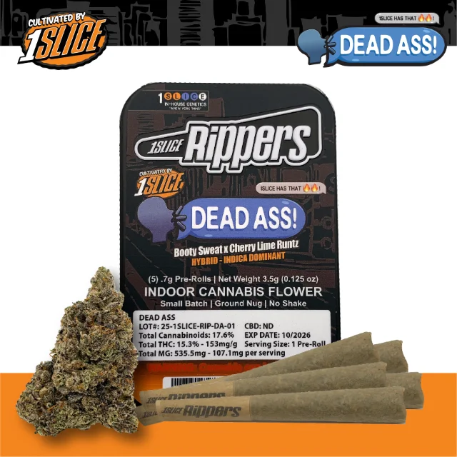 1slice - Dead Ass "Rippers" Prerolls - 0.7g 5pk (3.5g)