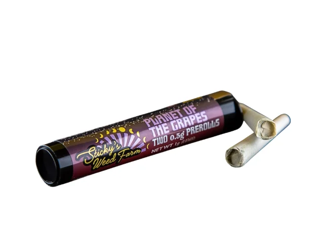Sticky's Weed Farm - Planet of the Grapes Prerolls - 0.5g 2pk (1g) Locally Grown