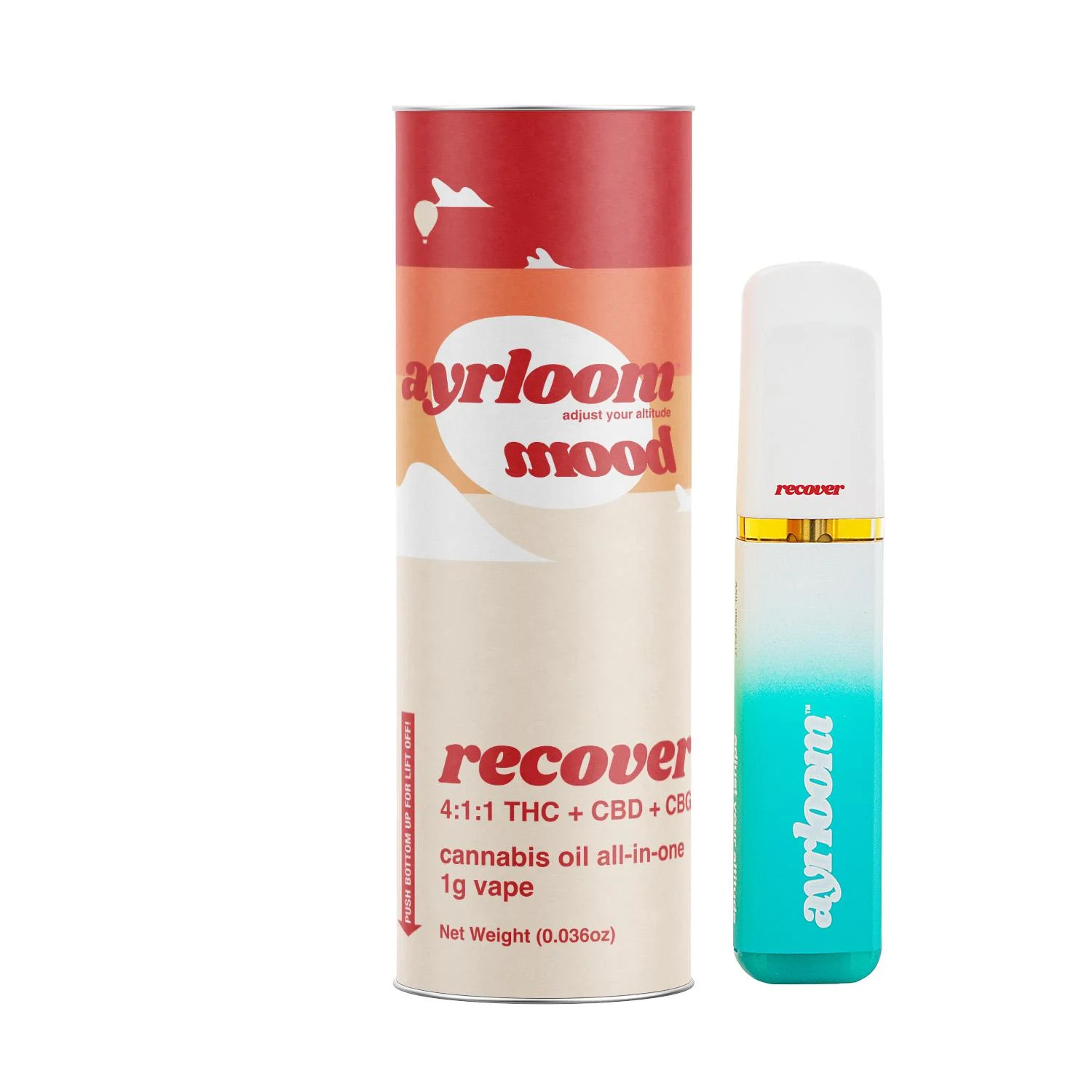 Ayrloom - "Recover" Aio Vape - 4:1:1 Thc:cbd:cbg - 1g