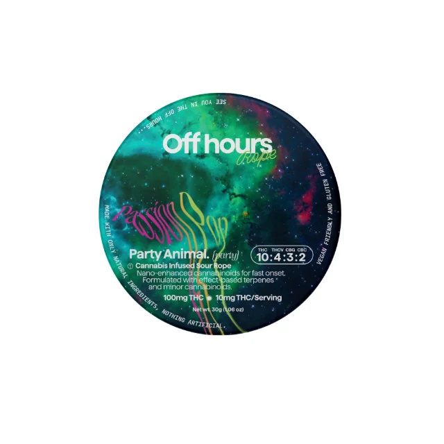 Off Hours - "Party Animal (Party)" Gummy Rope - 10:4:3:2 Thc:thcv:cbg:cbc (100mg:40mg:30mg:20mg)