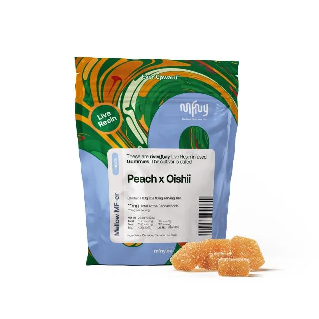 Mfny - Peach X Oishii Live Resin Gummies - 100mg 10ct