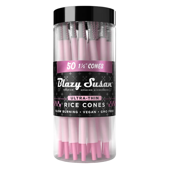 Blazy Susan Ultra Thin Rice Pre-rolled Cones | 50ct Jar 1 1/4"
