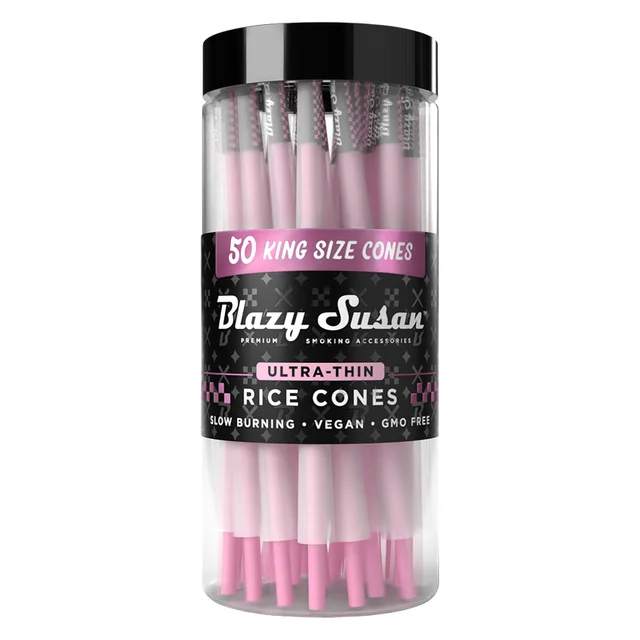 Blazy Susan - Ultra Thin Rice Pre-Rolled Cones | 50ct Jar King Size