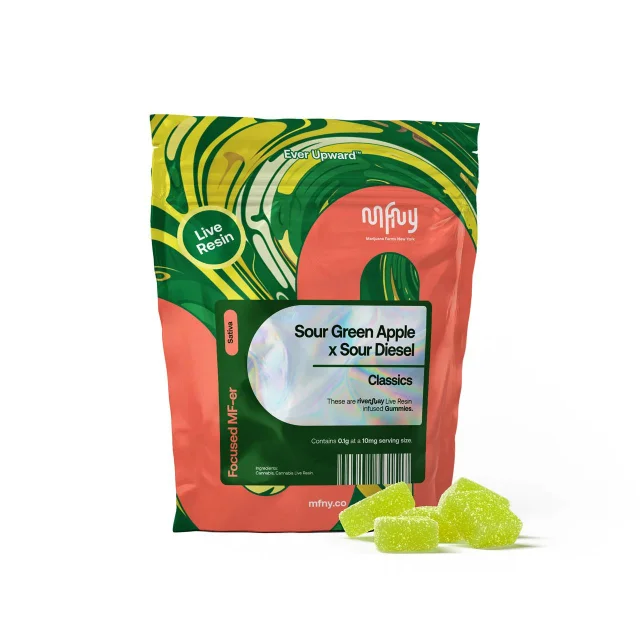 Mfny - Sour Green Apple X Sour Diesel Live Resin Gummies - 100mg 10ct