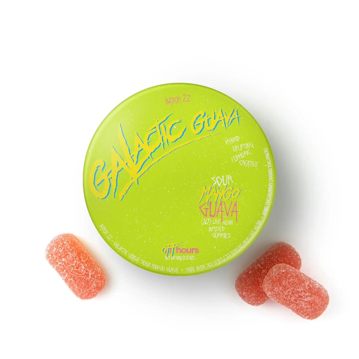 Off Hours - "Galactic Guava" Mango Guava Live Rosin Gummies - 100mg 10ct