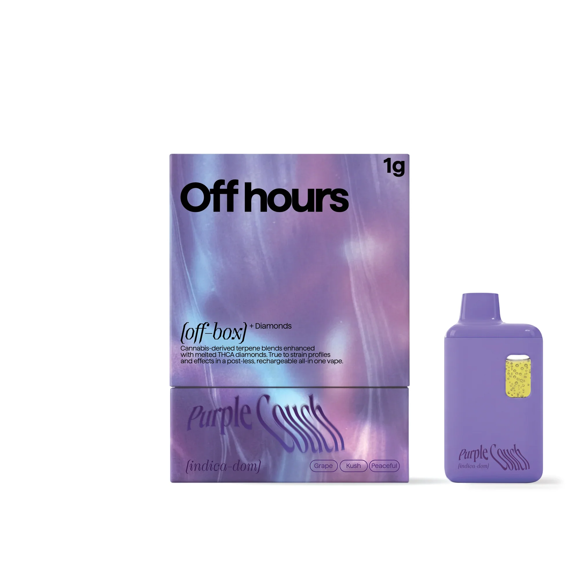 Off Hours - Purple Couch "Off-box" Liquid Diamond Aio Vape- 1g