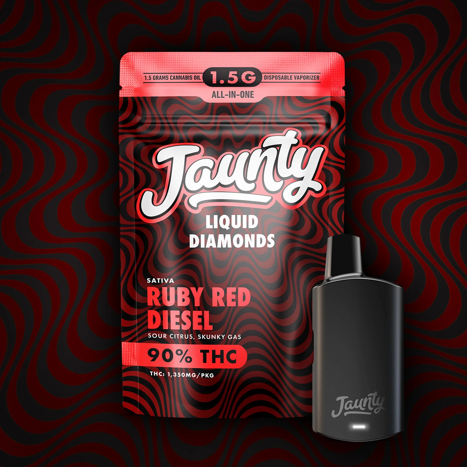 Jaunty - Ruby Red Diesel 1.5g Liquid Diamonds Aio Vape
