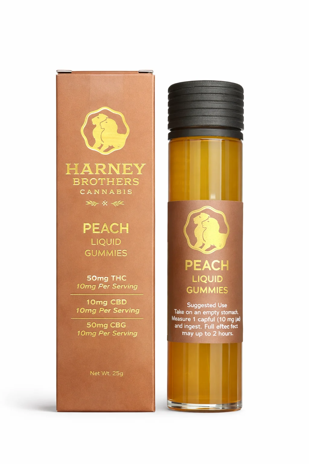 Harney Brothers - Peach Liquid Gummies - 1:1:1 50mg Thc 50mg Cbd 50mgcbg  %)