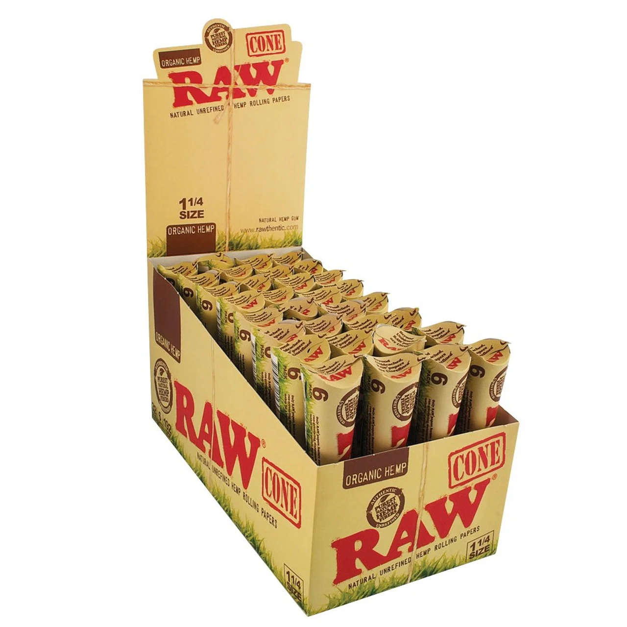 Raw - Organic Hemp Pre-rolled Cones - 1 1/4 Size - 32 Pk Of 6 Pre-rolled Cones