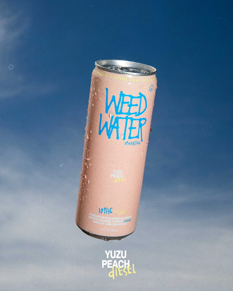 Weed Water - Yuzu Peach Diesel Sparkling Water - 10mg Thc: 5mg Cbg 12oz Can