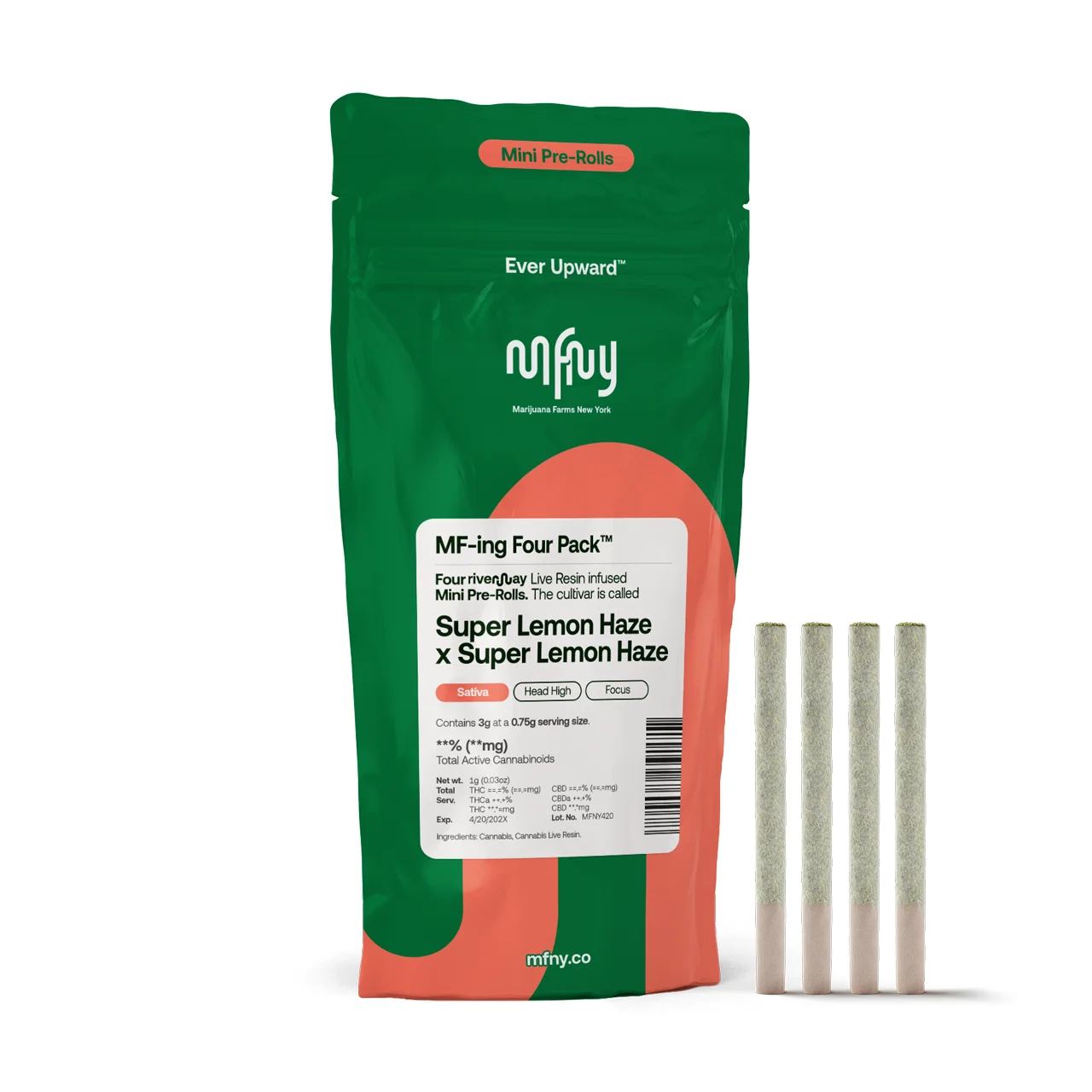 Mfny - Super Lemon Haze X Super Lemon Haze Live Resin Infused Prerolls -  0.75g 4pk (3g)