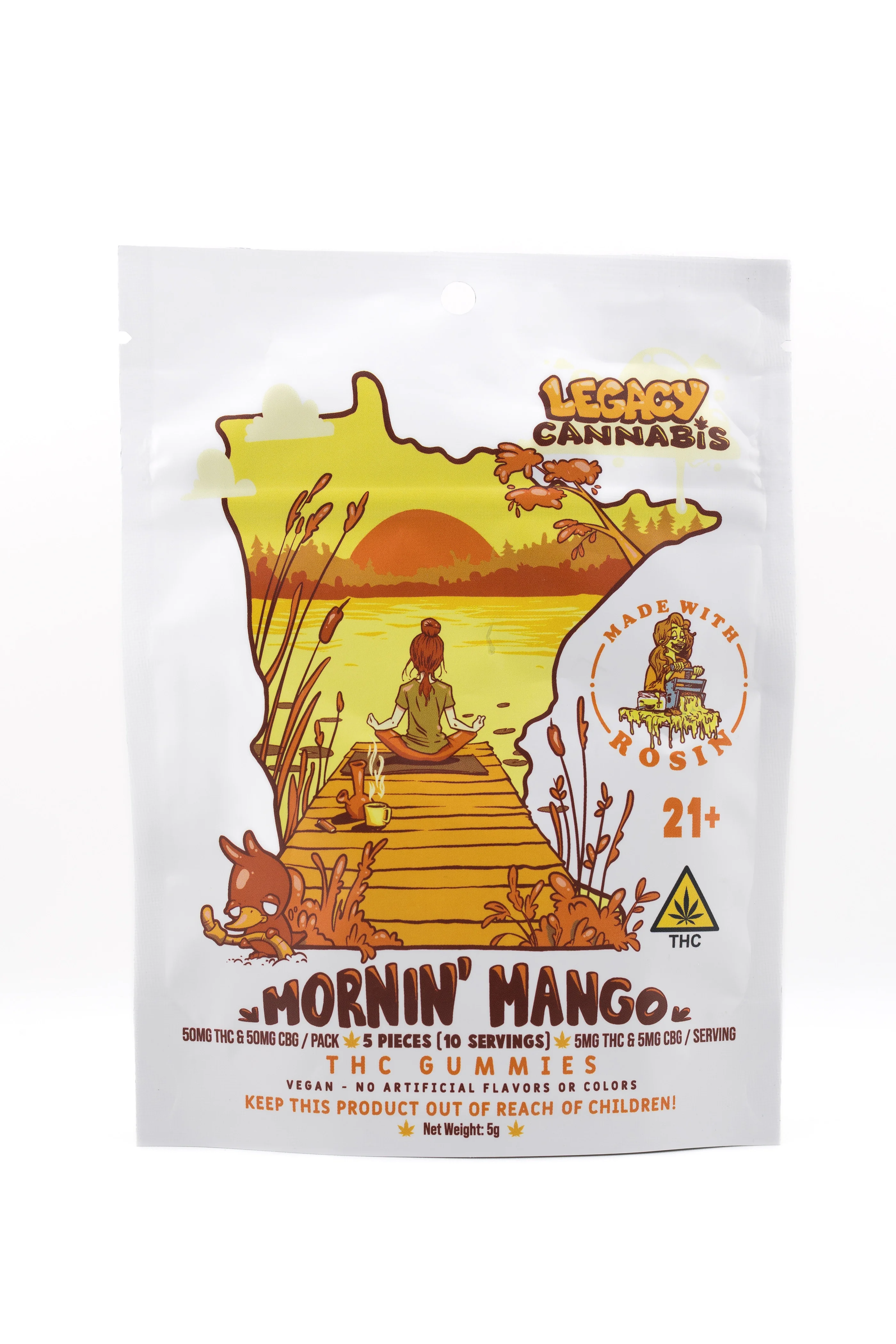 Legacy Cannabis - Rosin Infused Gummies + CBG - 50mg THC + 50mg CBG - Mornin' Mango Legacy Cannabis - Rosin Infused Gummies + CBG - 50mg THC + 50mg CBG - Mornin' Mango