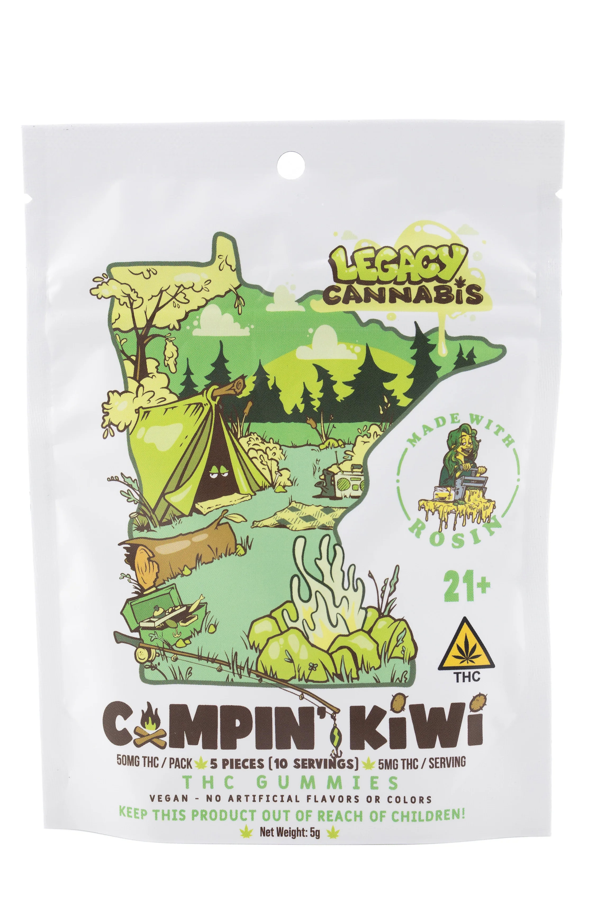 Legacy Cannabis - Rosin Infused Gummies - 50mg Thc - Campin' Kiwi
