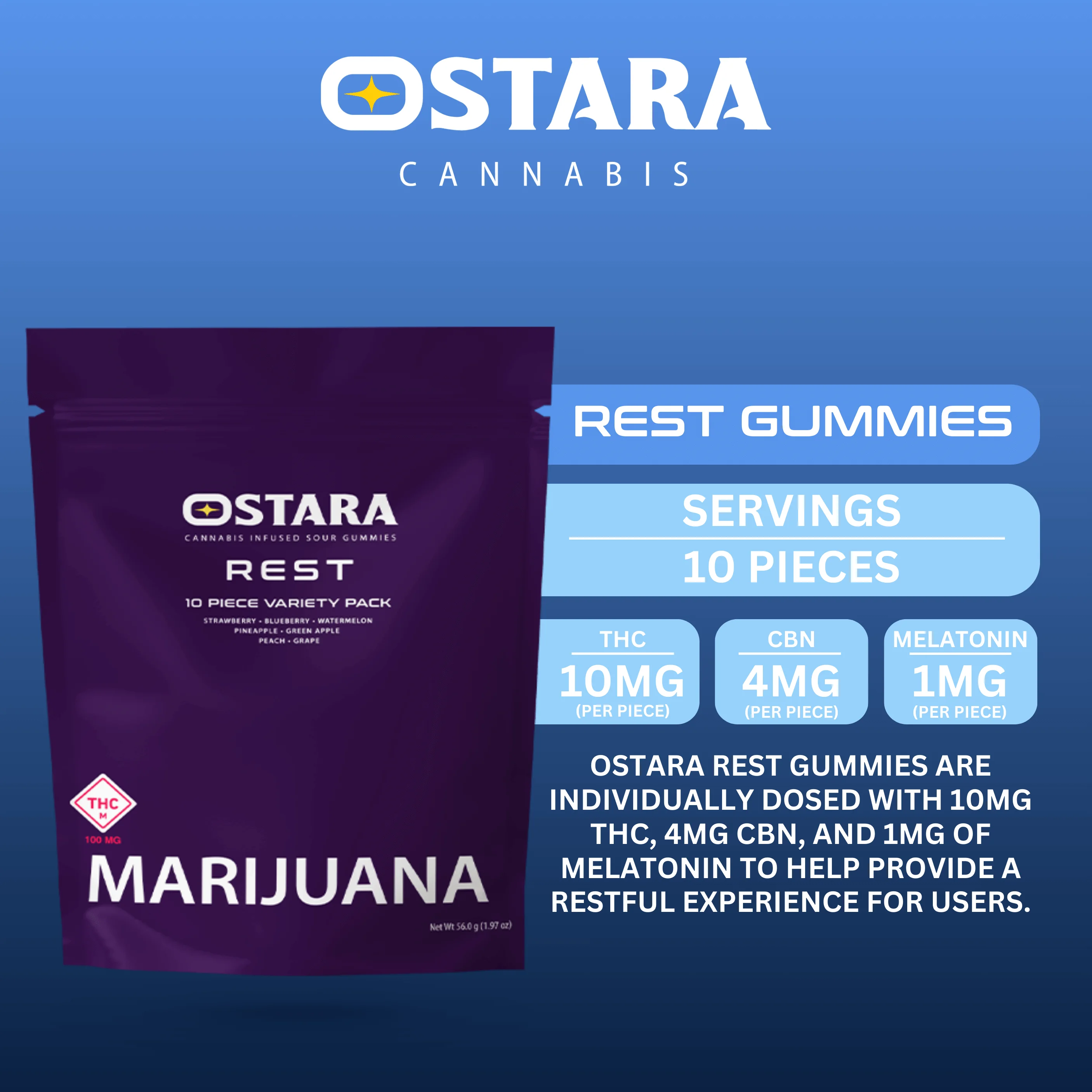OSTARA 100mg Rest Variety Pack Gummies | Premium Cannabis at North