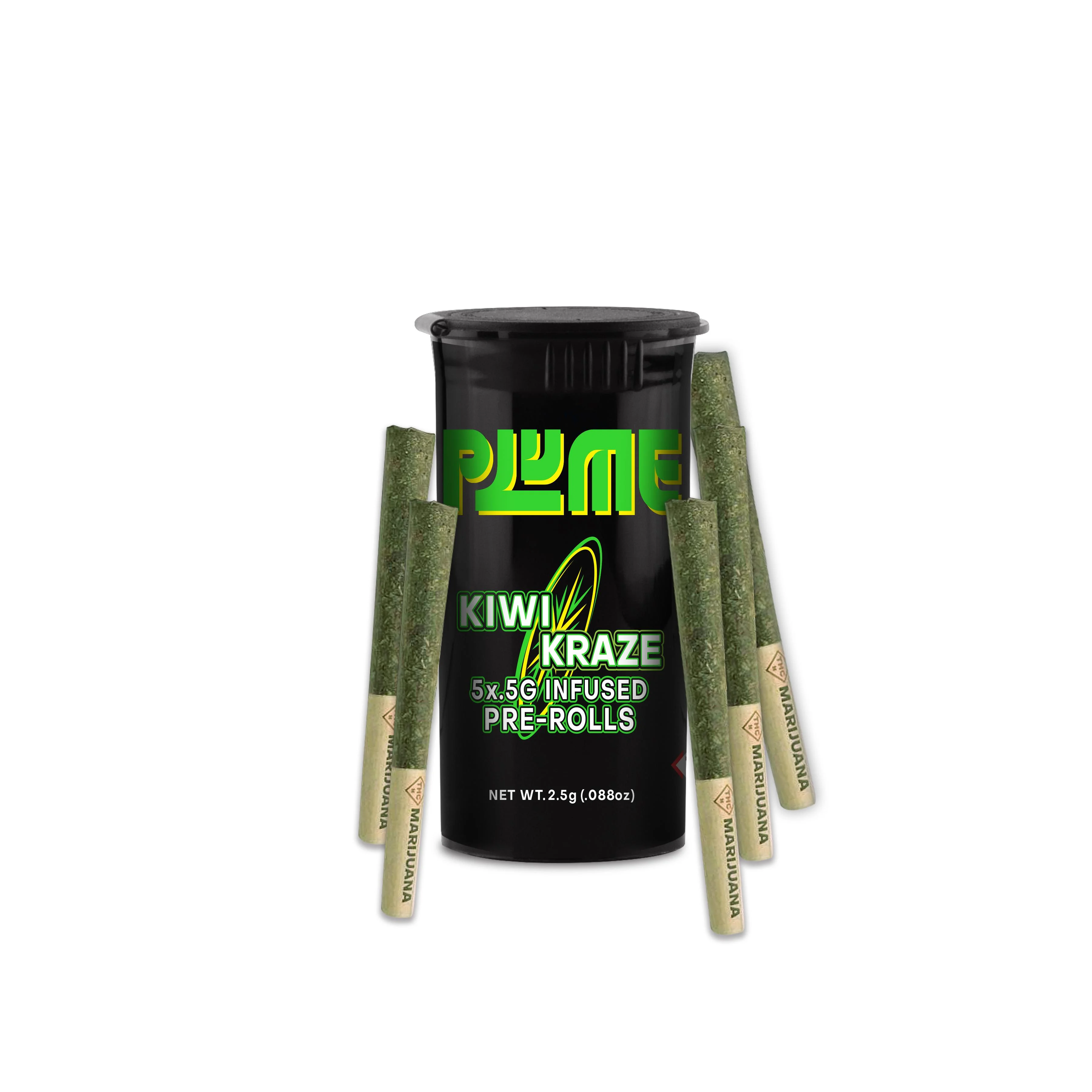 PLUME 0.5g Kiwi Kraze Infused Prerolls 5pk