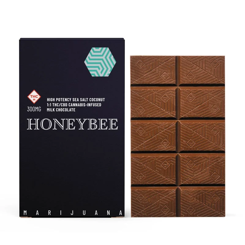 HONEYBEE 300mg Sea Salt Coconut 1:1 Chocolate Bar | Premium