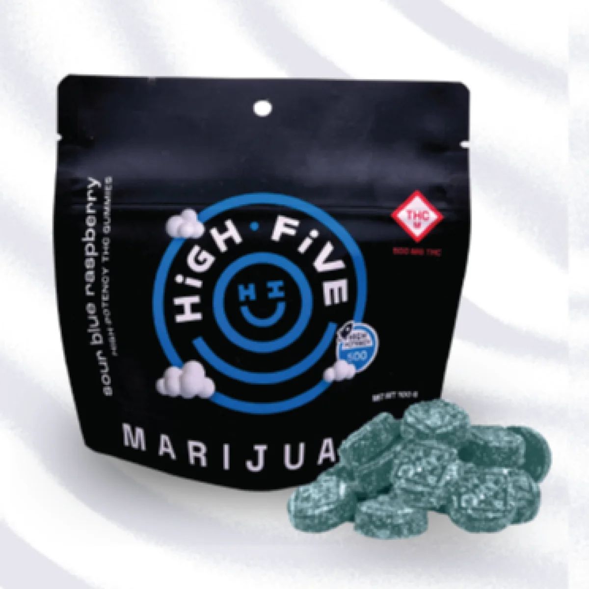 HIGH FIVE 610mg Sour Blue Raspberry Gummies | Premium Cannabis at