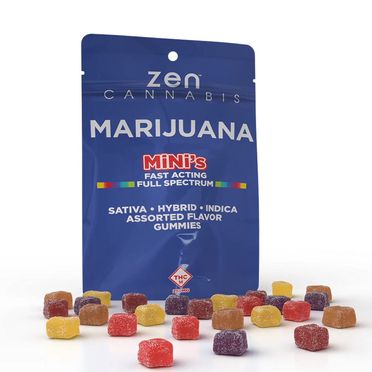 ZEN CANNABIS 250mg Sativa:hybrid:indica Assorted Flavor Gummies