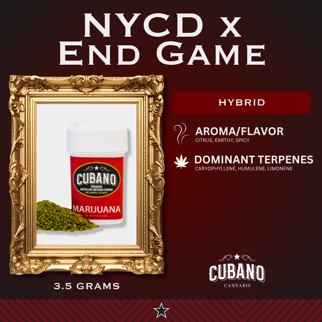 3.5g Nycd X End Game Pre-ground Distillate Infused Flower