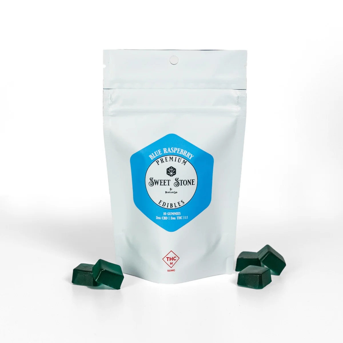 Weed Gummies Blue Raspberry SWEET STONE 50mg Blue Raspberry 1:1 (cbd:thc) Gummies | Premium ...