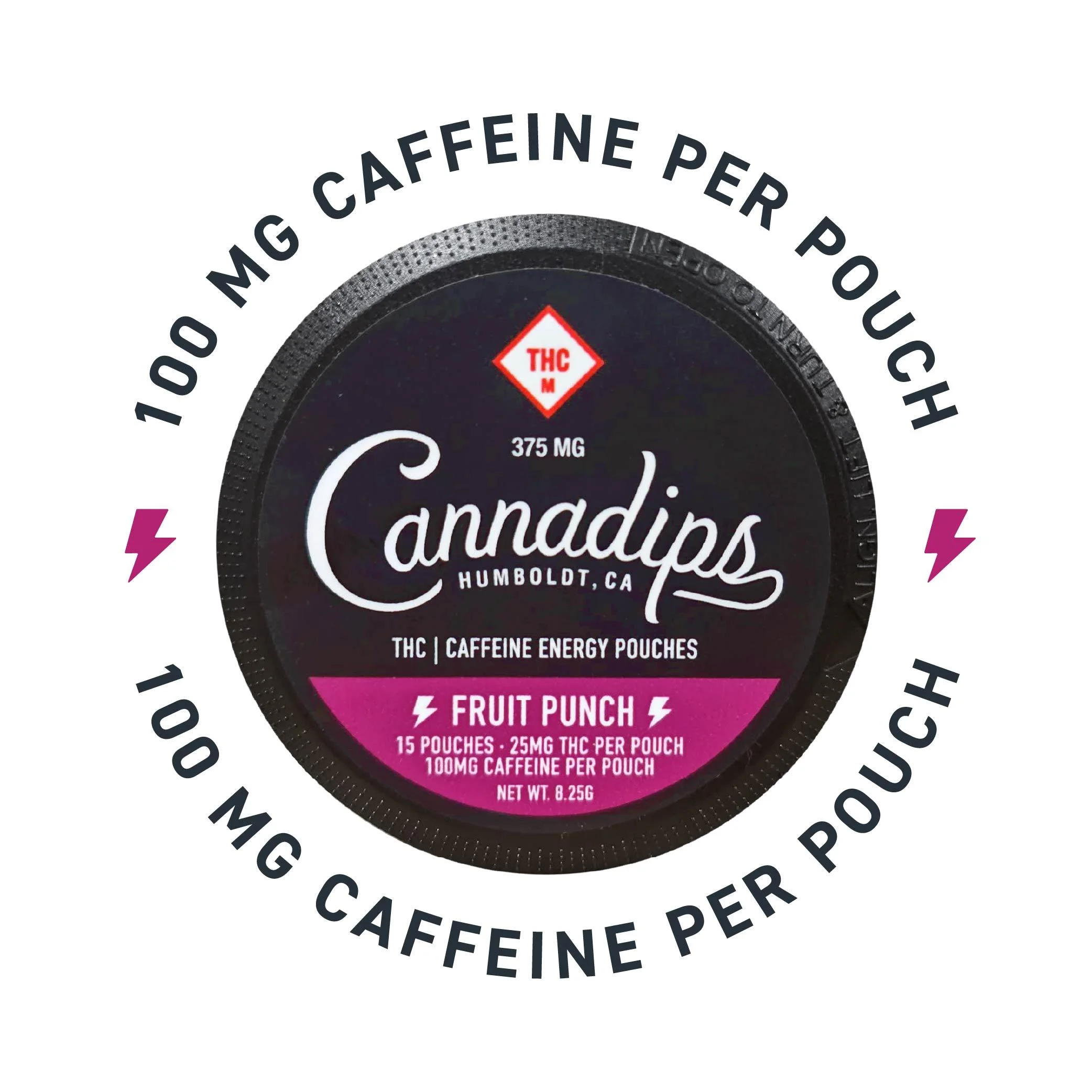 CANNADIPS 375mg Fruit Punch + Caffeine Energy Pouches | Premium