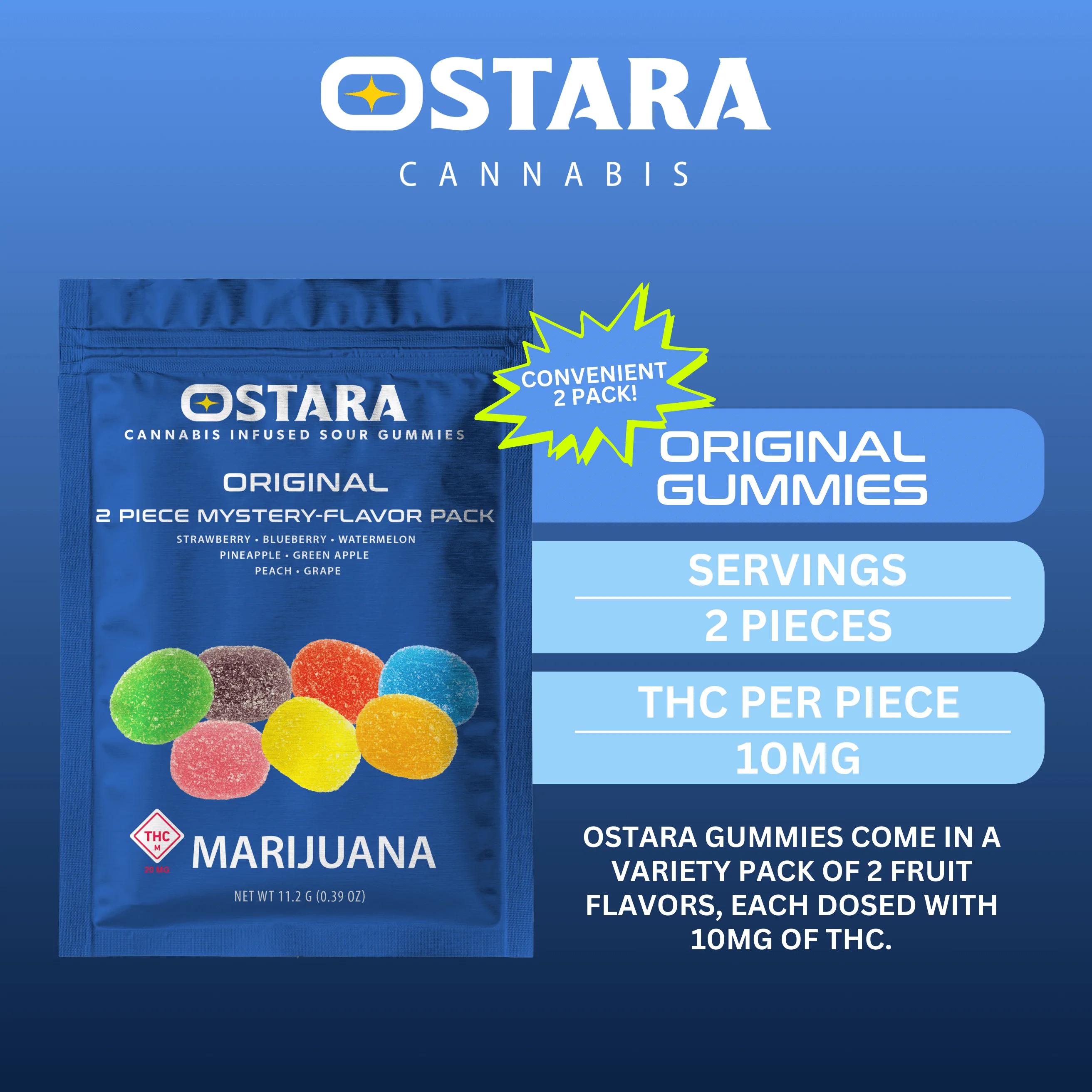OSTARA 20mg Mystery Flavor Gummies 2pk | Premium Cannabis at North