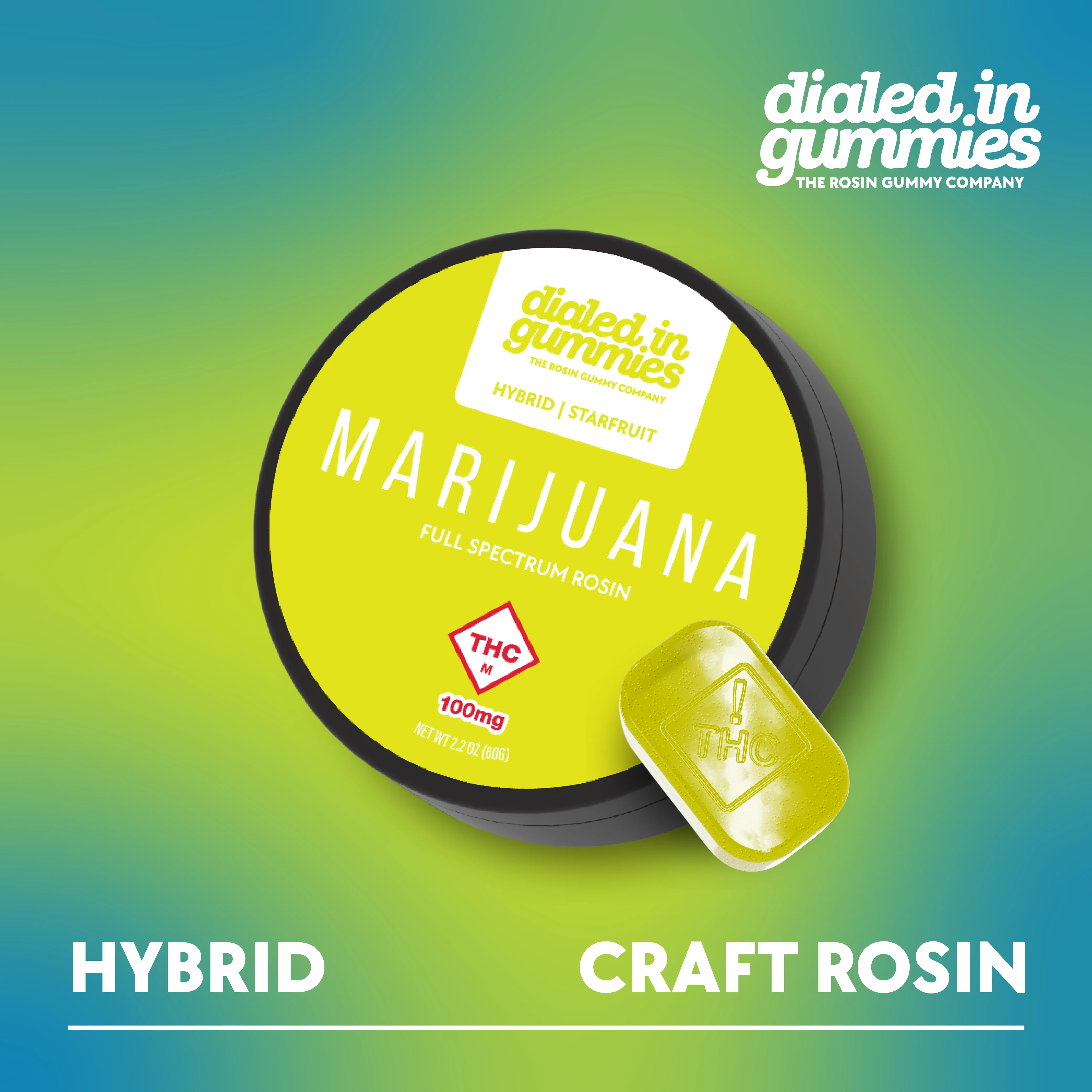 DIALED IN GUMMIES 100mg Starfruit Rosin Gummies | Premium Cannabis