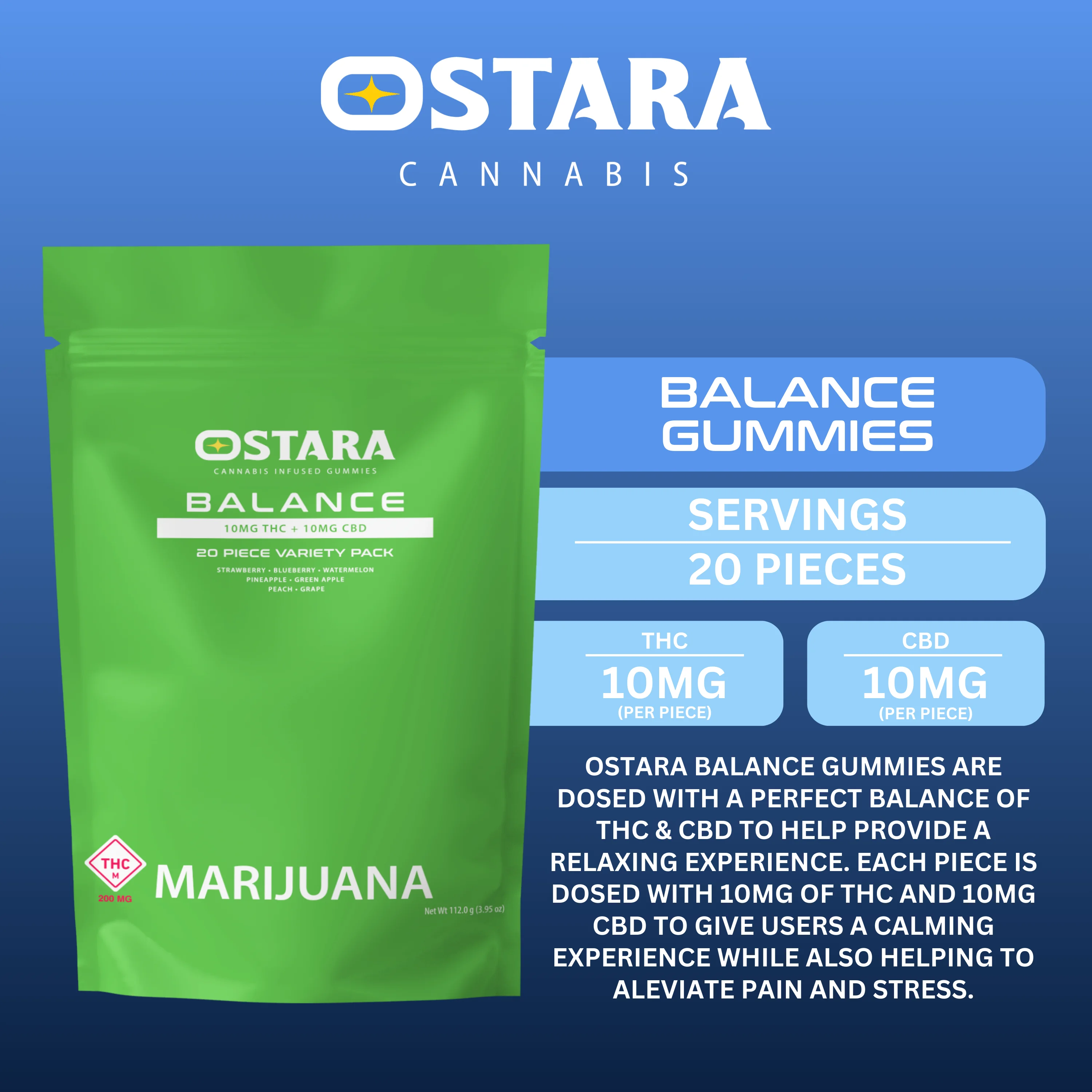 OSTARA 200mg Balance 1:1 (thc:cbd) Gummies | Premium Cannabis at