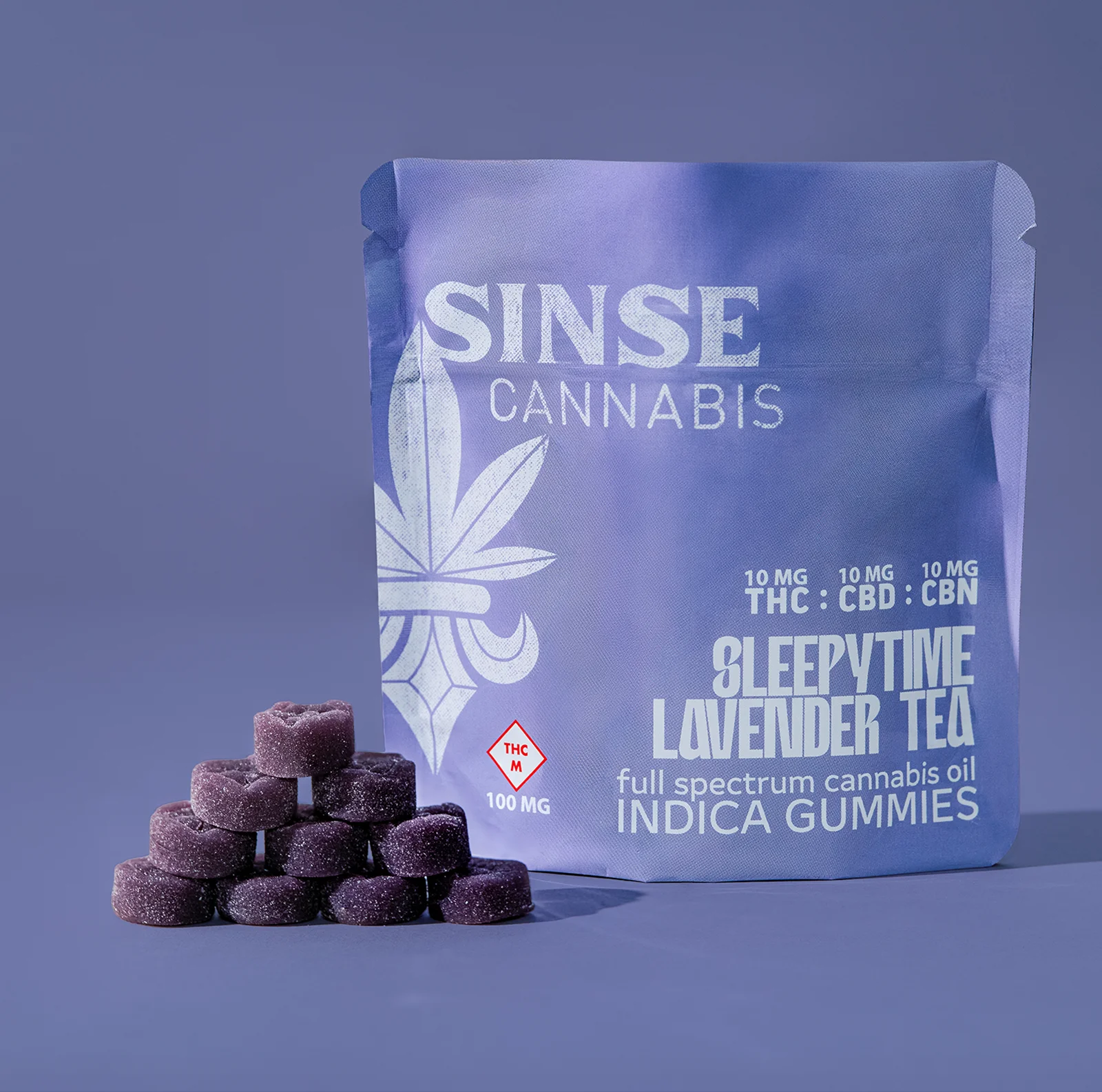 100mg 1:1:1 (thc:cbd:cbn) Sleepytime Lavender Tea Gummies